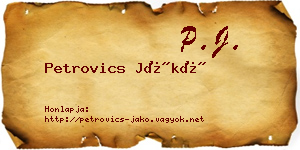 Petrovics Jákó névjegykártya